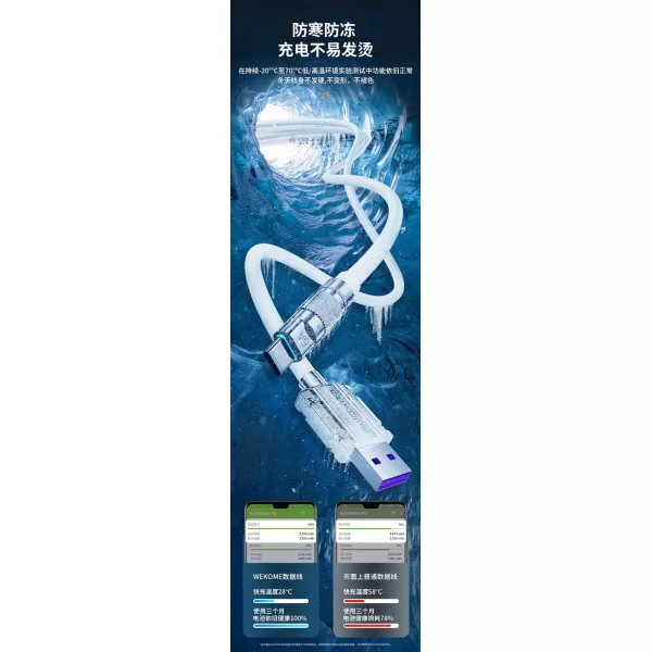 Cablu Wekome WDC-186 Type-C 6A (L=1M) [Blue]
